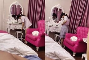Средняя школьница пробирается на ночь в мотеле с горячим парнем